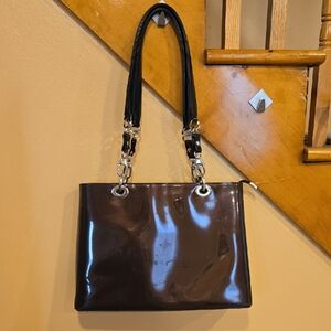 Beijo Burgundy Shiny Tote Bag